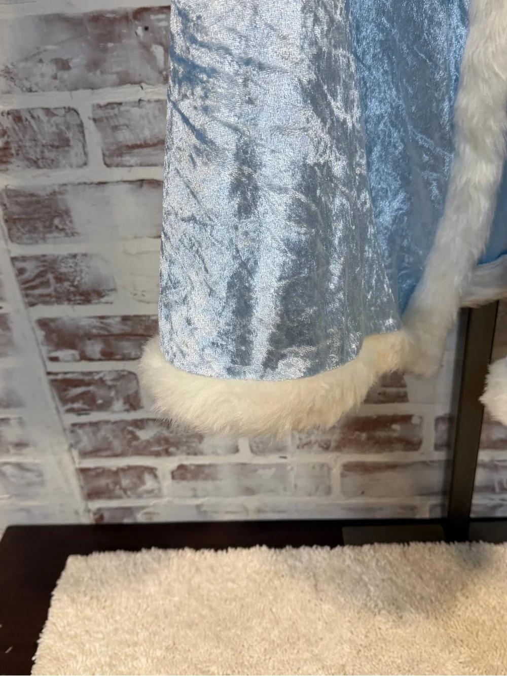 Light Blue Velvet Hooded Cape with Faux Fur Trim youth size 4